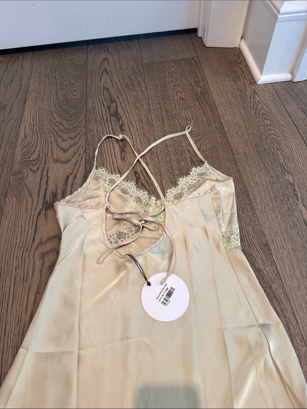 Princess Polly Pale Light Green Lace-Trim Mini Slip Dress - Picture 5 of 5